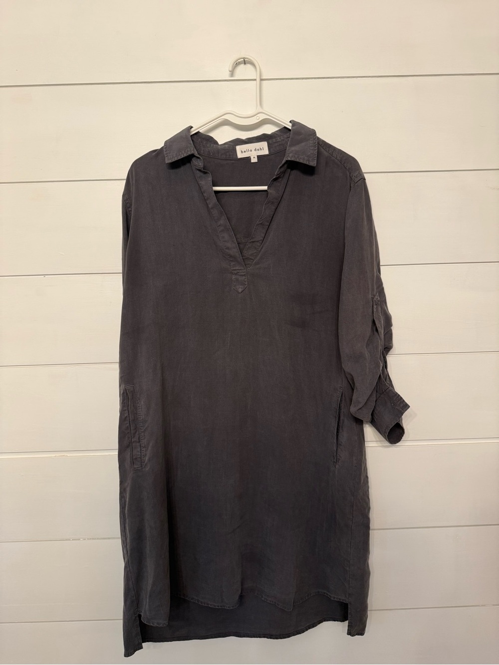 Bella Dahl Charcoal Gray Midi Shirt Dress